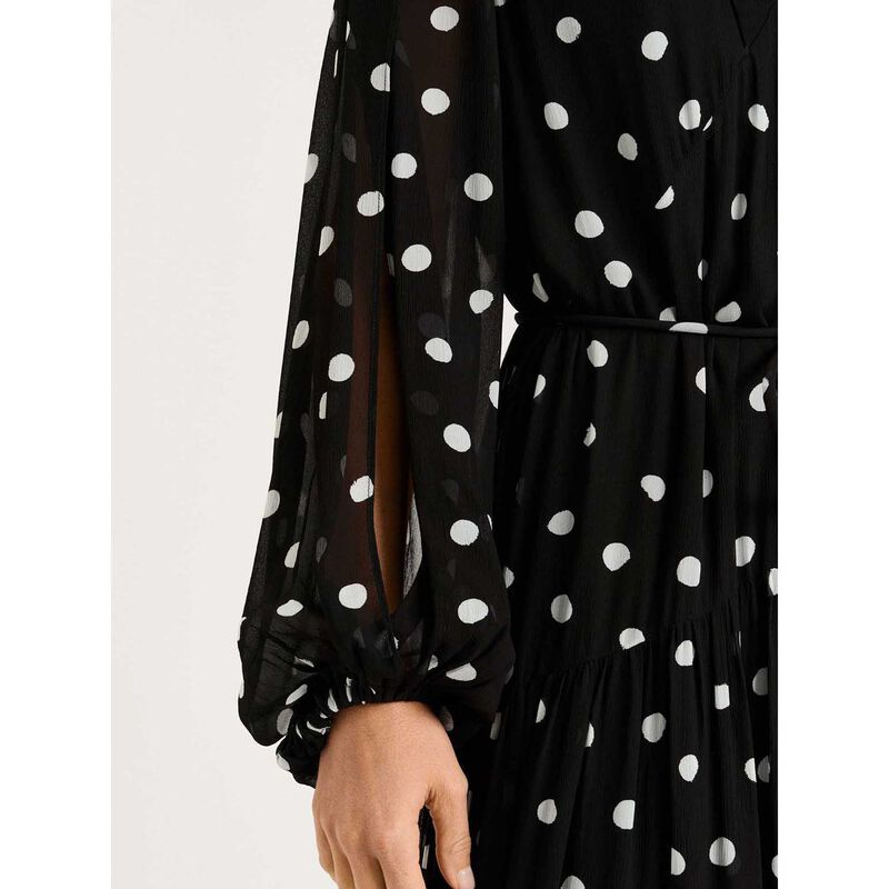 Veronika Maine Black Spot Crinkle Georgette Midi Dress image number 2